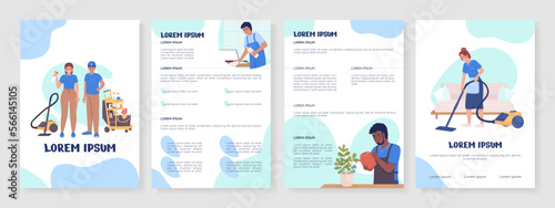 Professional cleaning services flat vector brochure template. Booklet, leaflet printable color designs. Editable magazine page, reports kit with text space. Nerko One, Quicksand, Comfortaa fonts used