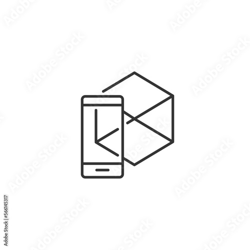 AR phone vector solid art icon isolated on white background.  filled symbol in a simple flat trendy modern style for your website design, logo, and mobile app