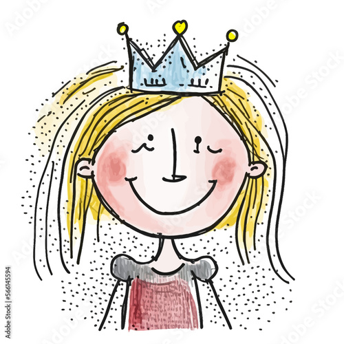 A young girl wearing a golden crown, as if she were a princess, she conveys messages of splendor, royalty and femininity.