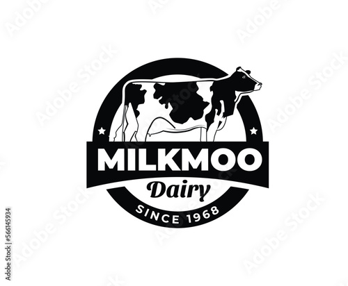Dairy Farm Black and White Logo Badge Design Template