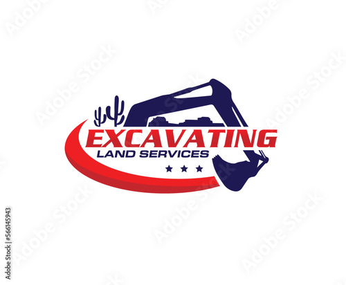 Excavating Land Mowing Logo Design Template