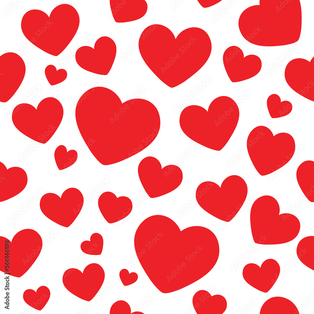 Valentine red heart vector seamless pattern