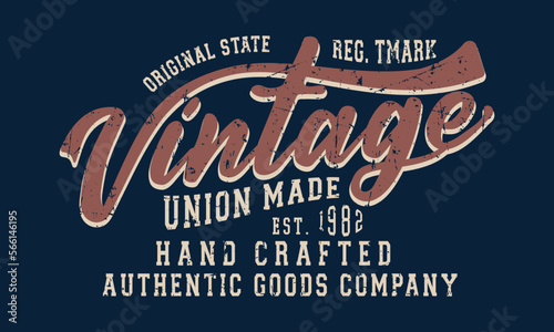 Vintage typography college varsity USA origin state slogan print with grunge effect for graphic tee t shirt or sweatshirt - Vector