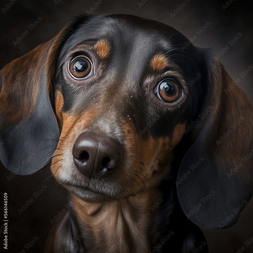 Cute Dachshund portrait - generative AI digital illustration