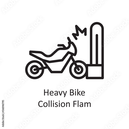  Bike Collision vector Outline Icon Design illustration. Car Accident Symbol on White background EPS 10 File