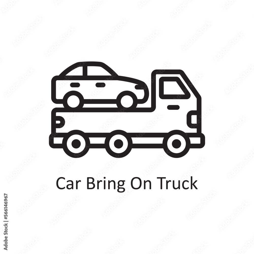  Car lifting vector Outline Icon Design illustration. Car Accident Symbol on White background EPS 10 FileTow truck