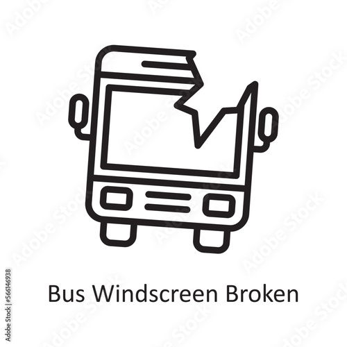 windscreen broken vector Outline Icon Design illustration. Car Accident Symbol on White background EPS 10 File