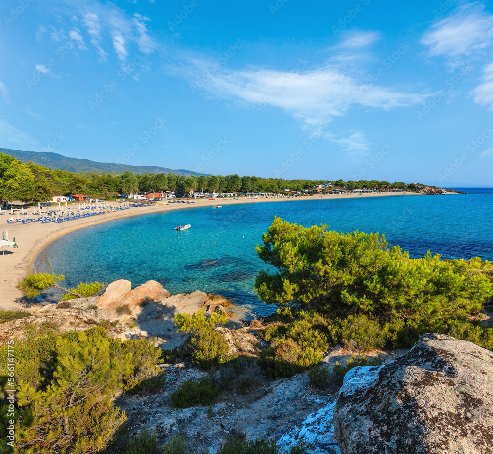 Summer morning  Platanitsi beach on Sithonia Peninsula (Chalcidice, Greece).