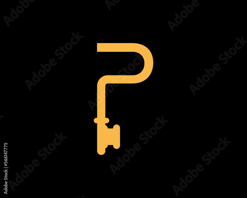 Valokuvatapetti Key with P Letter shape logo