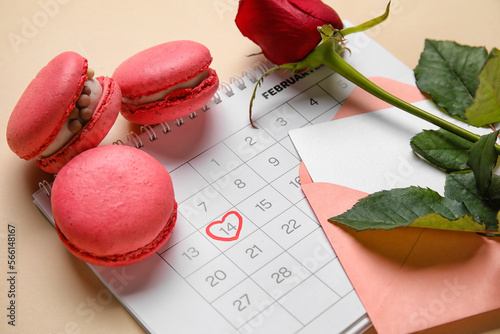 Tasty macaroons, rose flowe...