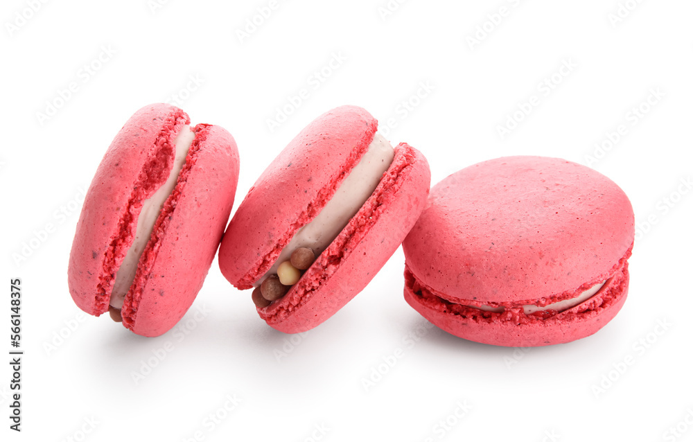 Tasty macaroons isolated on white background. Valentine's Day celebration Tasty macaroons isolated on white background. Valentine's Day celebration