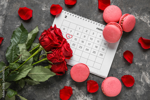 Tasty macaroons, rose flowe...