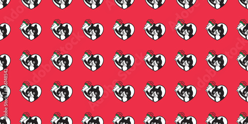cat seamless pattern heart valentine flower rose kitten calico vector breed neko cartoon pet gift wrapping paper tile background repeat wallpaper doodle animal illustration design scarf isolated