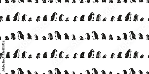 penguin seamless pattern walking bird vector duck cartoon repeat wallpaper tile background gift wrapping paper illustration design scarf isolated