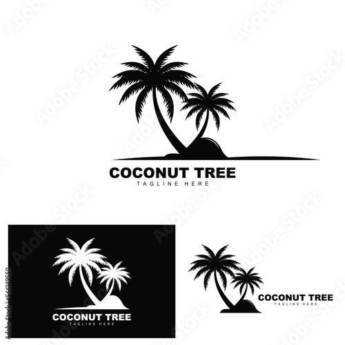 Coconut Tree Logo, Ocean Tree Vector, Design For Templates, Product Branding, Beach Tourism Object Logo © Arya19