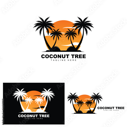 Coconut Tree Logo, Ocean Tree Vector, Design For Templates, Product Branding, Beach Tourism Object Logo © Arya19