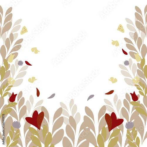 picture of a thicket of meadow and field plants on a light background