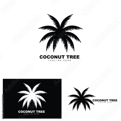 Coconut Tree Logo, Ocean Tree Vector, Design For Templates, Product Branding, Beach Tourism Object Logo