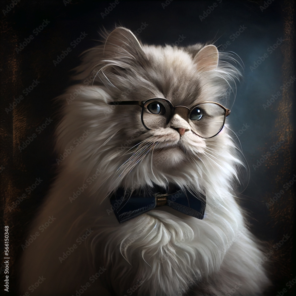 Cat in formal suite,  created with Generative AI technology.