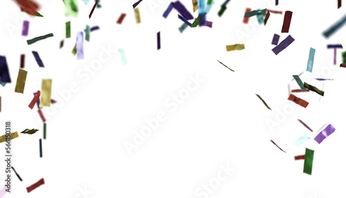 Colorful confetti falling down isolated on transparent background.
