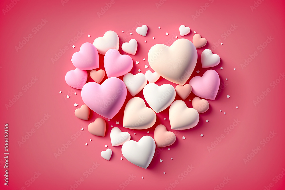 Pink and white heart on pink colour background. Design for love and