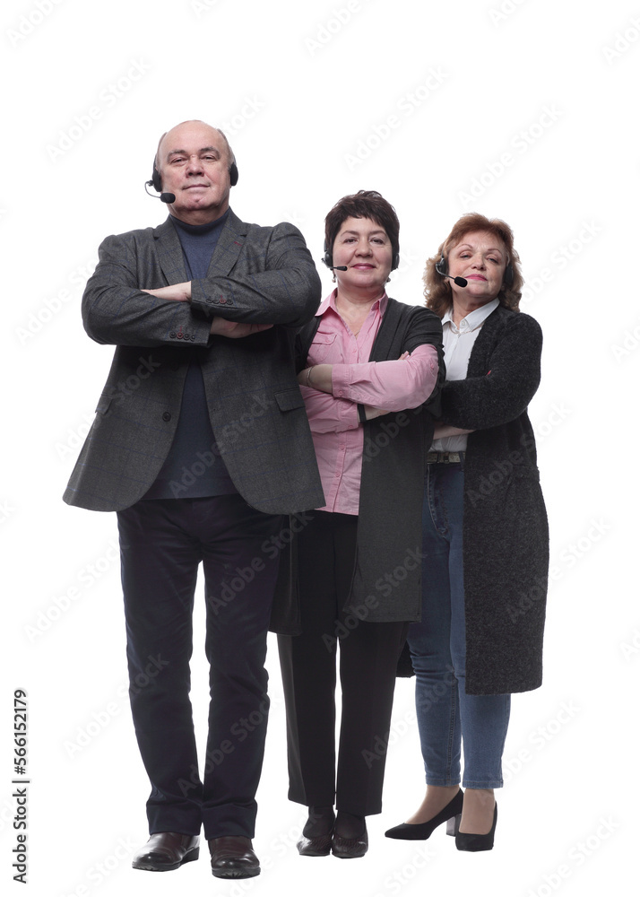 side view. a group of people in a headset looking at you side view. a group of people in a headset looking at you