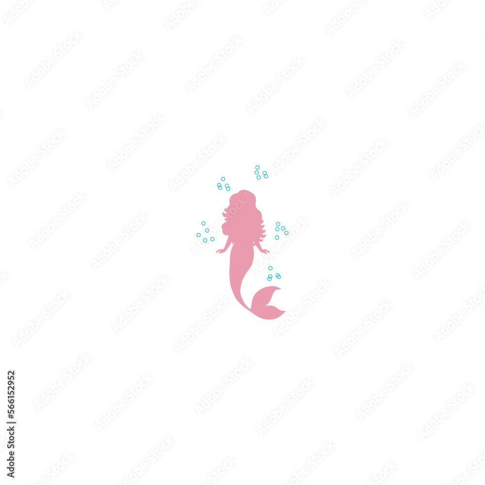 Mermaid Logo, Silhouette of a beautiful mermaid icon isolated on white background Mermaid Logo, Silhouette of a beautiful mermaid icon isolated on white background