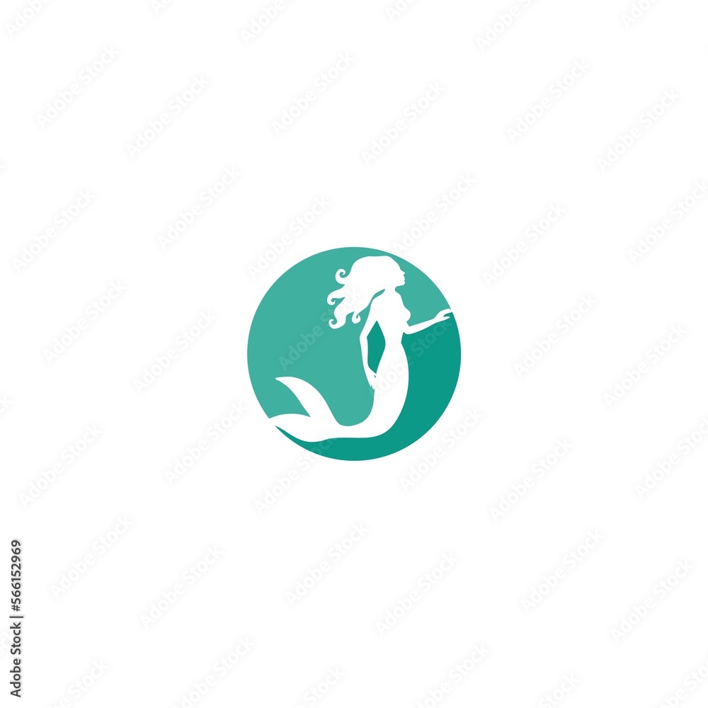 Mermaid Logo, Silhouette of a beautiful mermaid icon isolated on white background Mermaid Logo, Silhouette of a beautiful mermaid icon isolated on white background