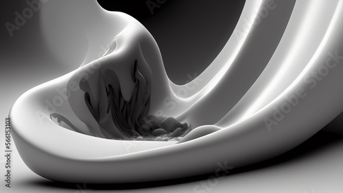 abstract 3d rendered black and white illustration background - generative ai illustration