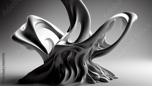 abstract 3d rendered black and white illustration background - generative ai illustration