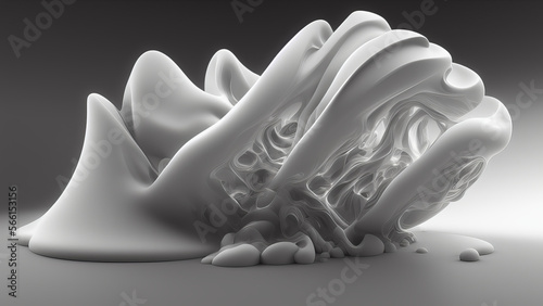 abstract 3d rendered black and white illustration background - generative ai illustration