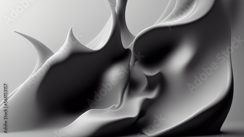 abstract 3d rendered black and white illustration background - generative ai illustration