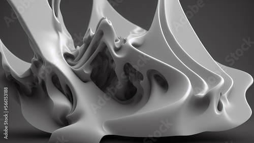 abstract 3d rendered black and white illustration background - generative ai illustration
