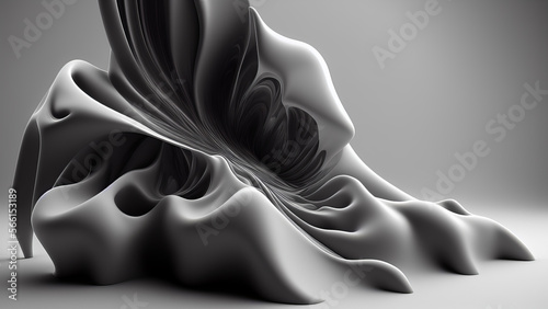 abstract 3d rendered black and white illustration background - generative ai illustration