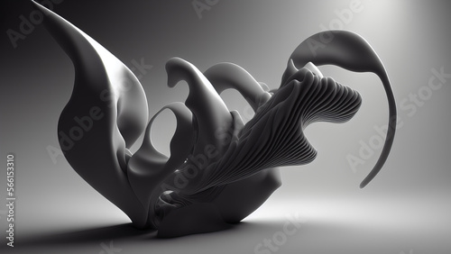 abstract 3d rendered black and white illustration background - generative ai illustration