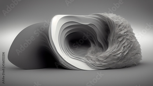 abstract 3d rendered black and white illustration background - generative ai illustration