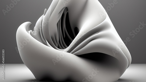 abstract 3d rendered black and white illustration background - generative ai illustration