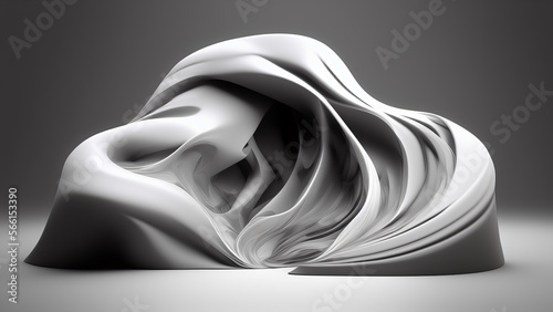 abstract 3d rendered black and white illustration background - generative ai illustration