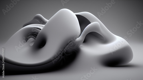 abstract 3d rendered black and white illustration background - generative ai illustration