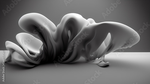 abstract 3d rendered black and white illustration background - generative ai illustration