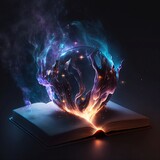 magic fantasy glowing  book on dark background