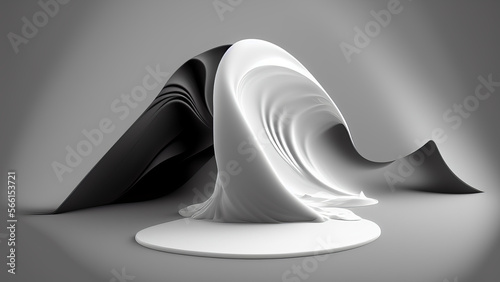 abstract 3d rendered black and white illustration background - generative ai illustration