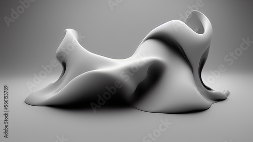 abstract 3d rendered black and white illustration background - generative ai illustration