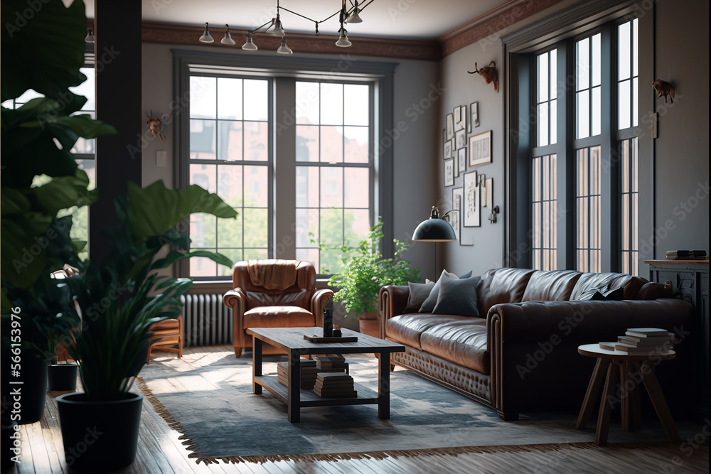 minimalist living room American Craftsman concept