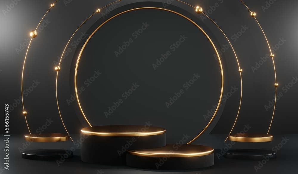 3D rendering of black podium background for black friday product on podium 3D rendering of black podium background for black friday product on podium