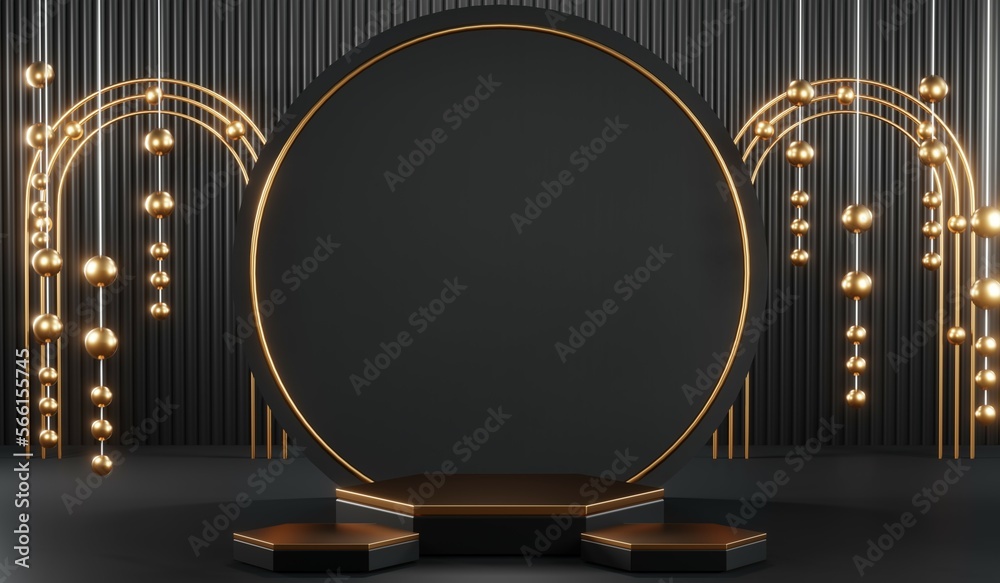 3D rendering of black podium background for black friday product on podium 3D rendering of black podium background for black friday product on podium