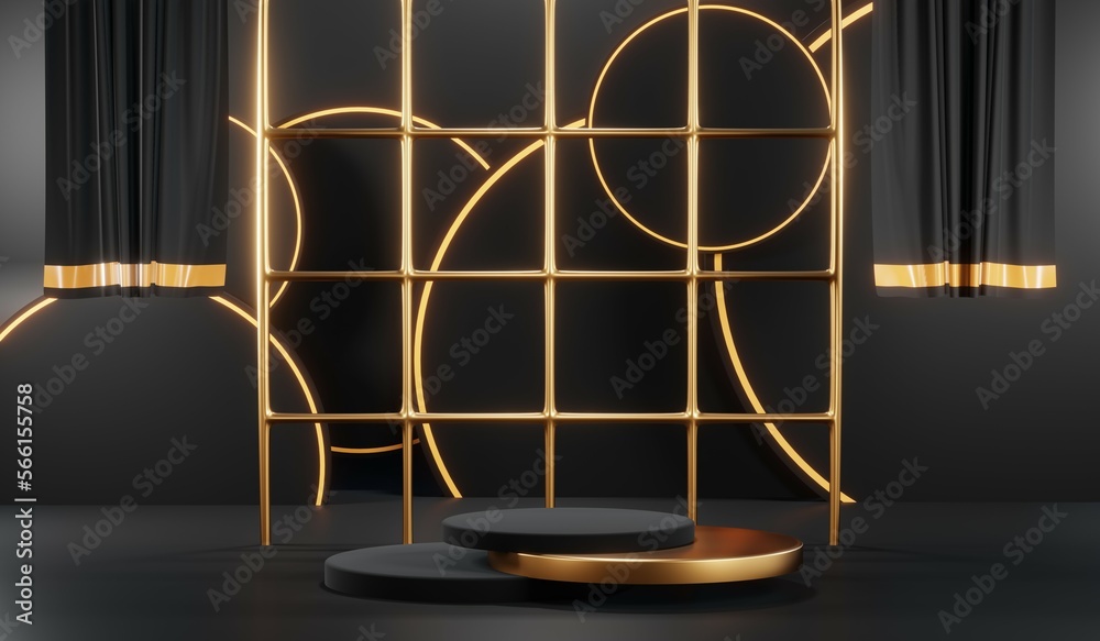 3D rendering of black podium background for black friday product on podium 3D rendering of black podium background for black friday product on podium