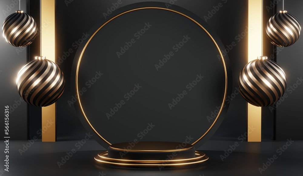 3D rendering of black podium background for black friday product on podium 3D rendering of black podium background for black friday product on podium