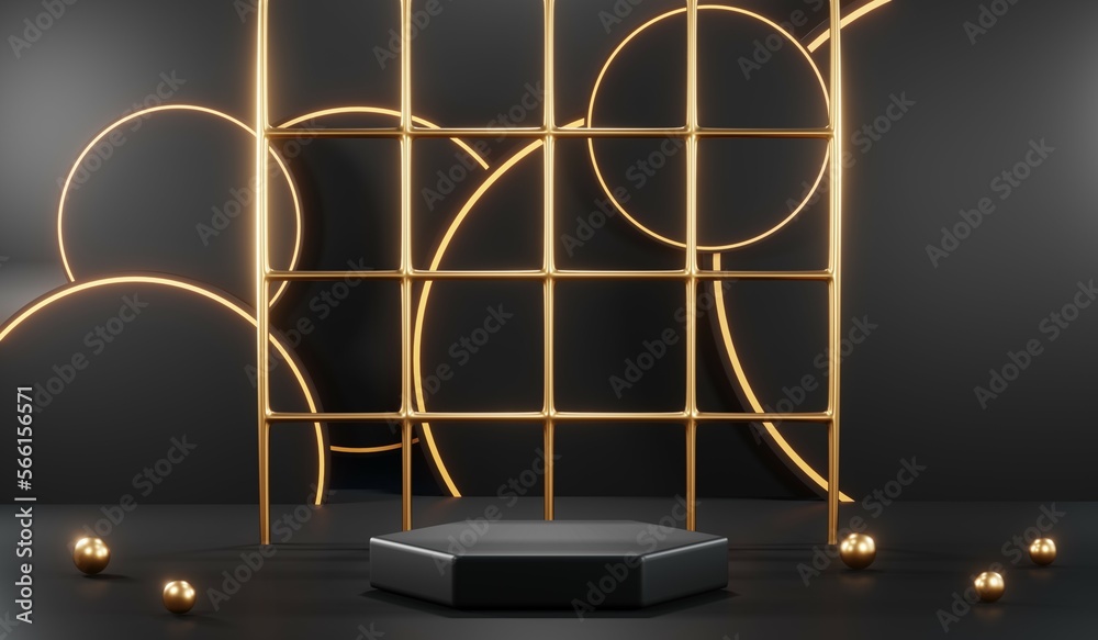 3D rendering of black podium background for black friday product on podium 3D rendering of black podium background for black friday product on podium