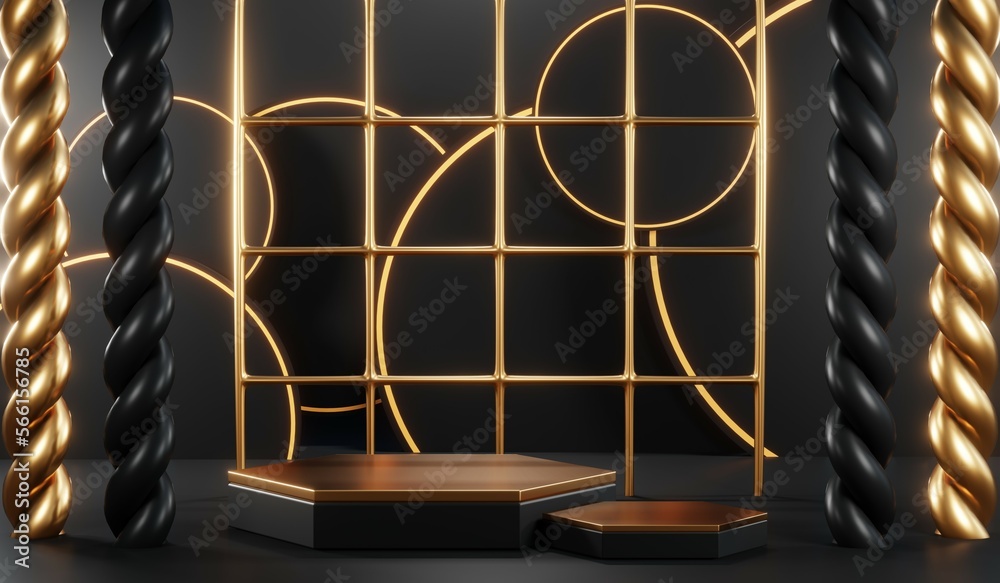 3D rendering of black podium background for black friday product on podium 3D rendering of black podium background for black friday product on podium